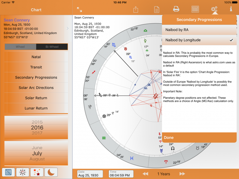 Secondary Progressed Settings